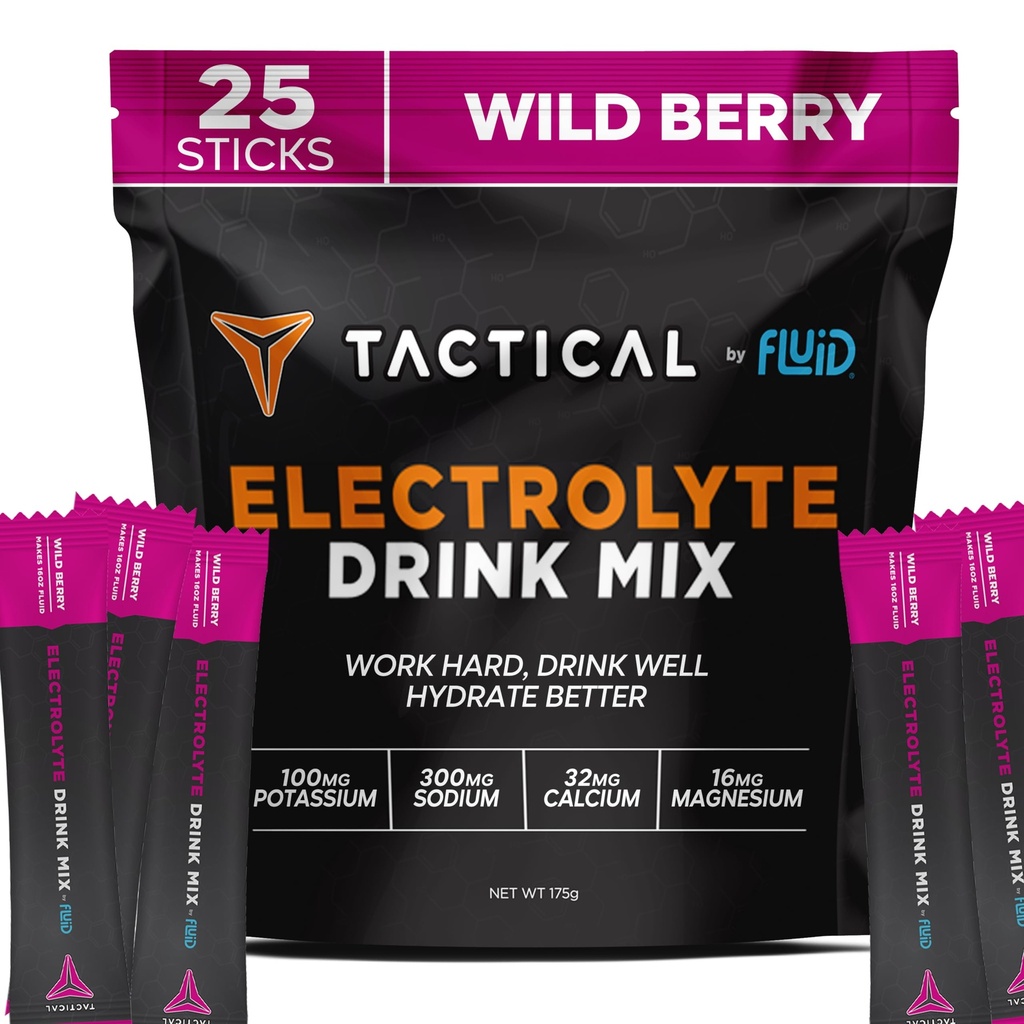 Væske Taktisk - Elektrolyte Powder Pakker, Accelerate Re- Hydration, Lavt sukker, Electrolyte Drink Mix, Forebyg dehydrering, Eliminere kramper