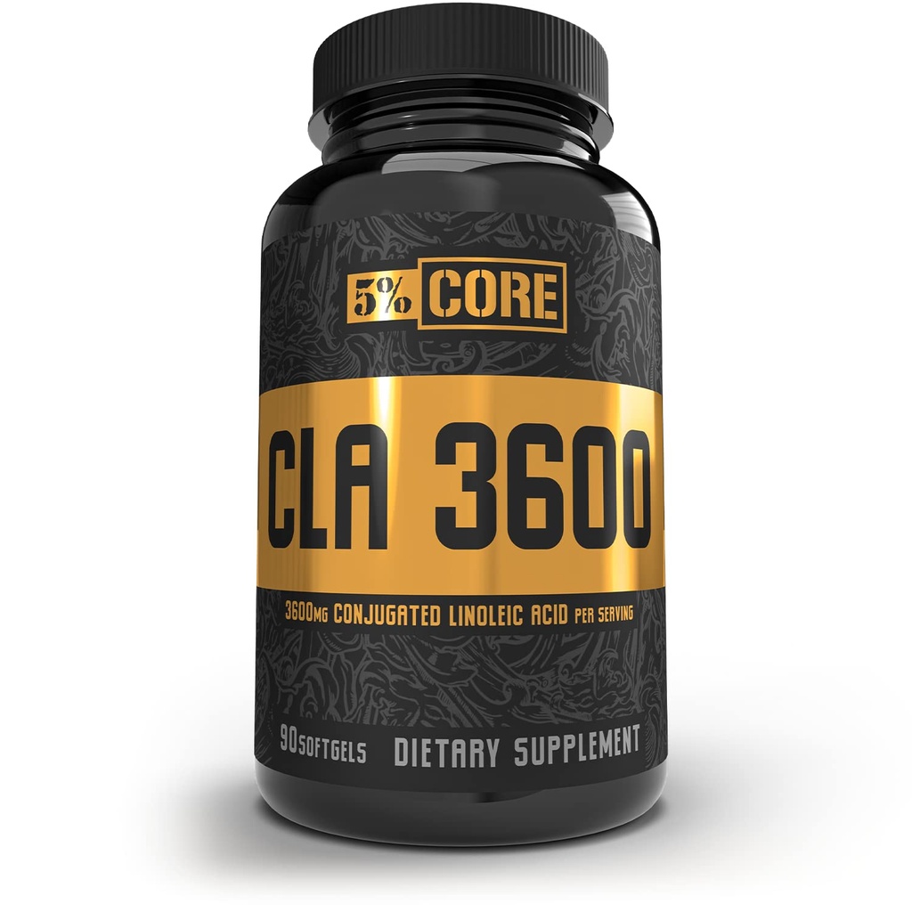 5% Nutrition Core CLA Supplement for vægttab, Metabolisme Support & Muscle Preservation Note 124; 3,600 mg konjugeret linolsyre fra 4,500 mg saflor olie (30 Servere / 90 Softgel)