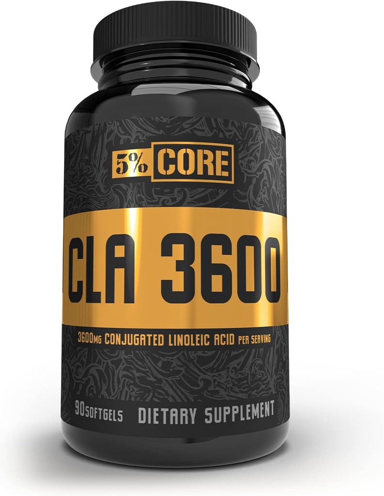 5% Nutrition Core CLA Supplement for vægttab, Metabolisme Support & Muscle Preservation Note 124; 3,600 mg konjugeret linolsyre fra 4,500 mg saflor olie (30 Servere / 90 Softgel)