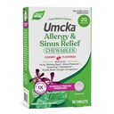 Naturens vej Allergi + Sinus Relief Chewables, Umcka, Nysen *, Runny Næse *, Hovedpine *, Hoste, Congestion, No Phenylephrine, Non- Drowsy, Cherry Flavored, 20 tyggetabletter (Packaging May Vary)
