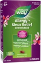 Naturens vej Allergi + Sinus Relief Chewables, Umcka, Nysen *, Runny Næse *, Hovedpine *, Hoste, Congestion, No Phenylephrine, Non- Drowsy, Cherry Flavored, 20 tyggetabletter (Packaging May Vary)