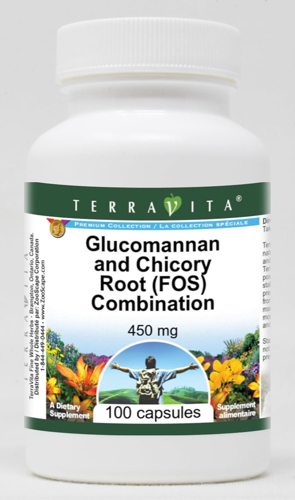 Glucomannan og Chicory Root (FOS) Kombination - 450 mg (100 kapsler, ZIN: 517028)