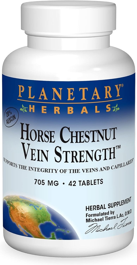 Planetariske Herbals Horse Chestnut Vein Styrke, understøtter Integriteten af Veins og Kapillærer *, 705 mg - 42 tabletter