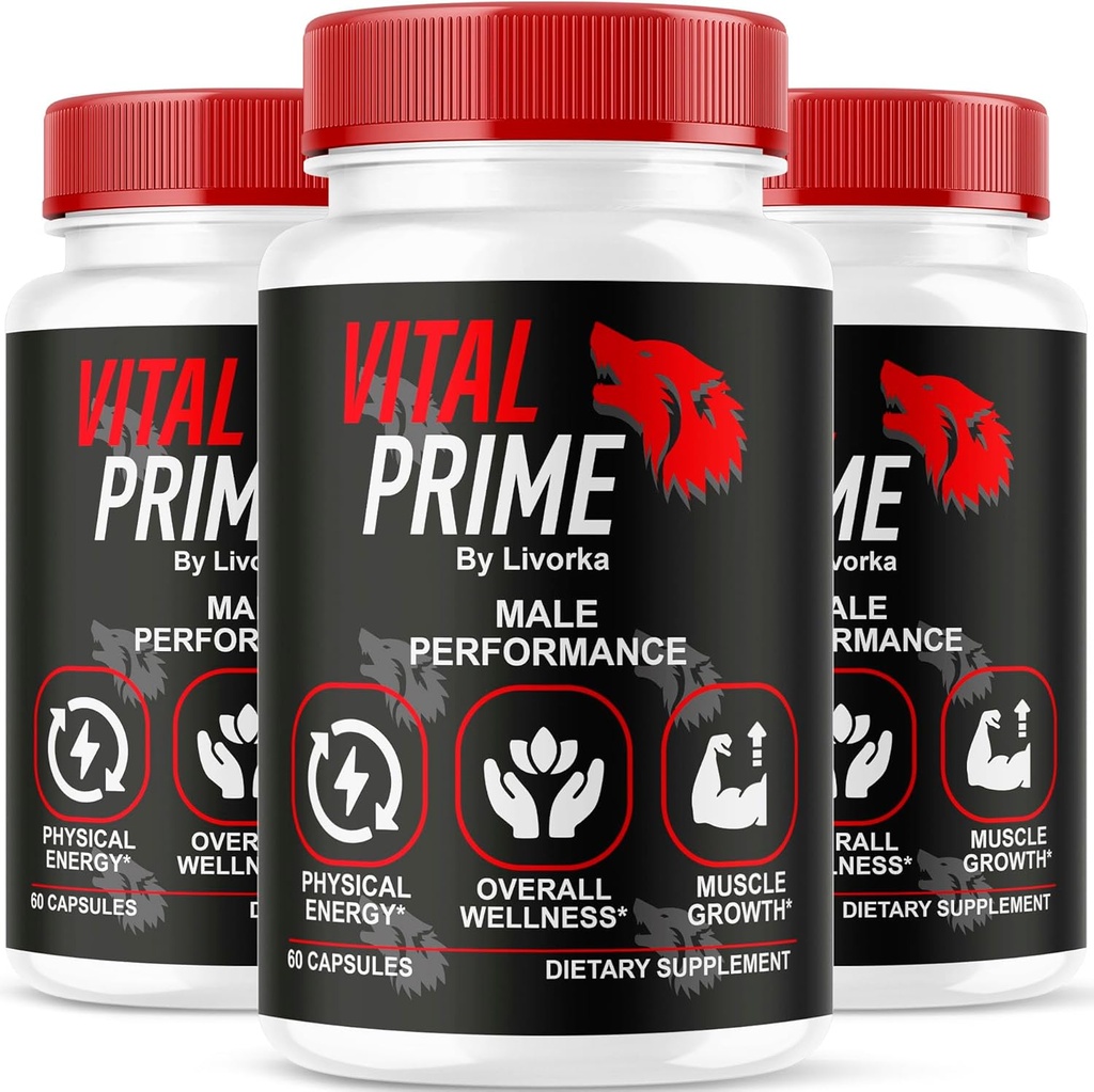 LIVORKA Vital Prime for Men, Advanced Formula, Dietary Supplement Support Capsules for 3 Months, Pack of 3