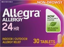 Allegra Voksen 24- timers Allergi Relief tabletter, non- Drowsy Indendørs og udendørs Allergi medicin, 180 mg Fexofenadine HCI Antihistamin Pill, 30- greve