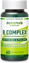 Bioactive B Complex with Active B12 & Folate - Understøtter energi, hjerne og nerve sundhed, 60 Veganske kapsler