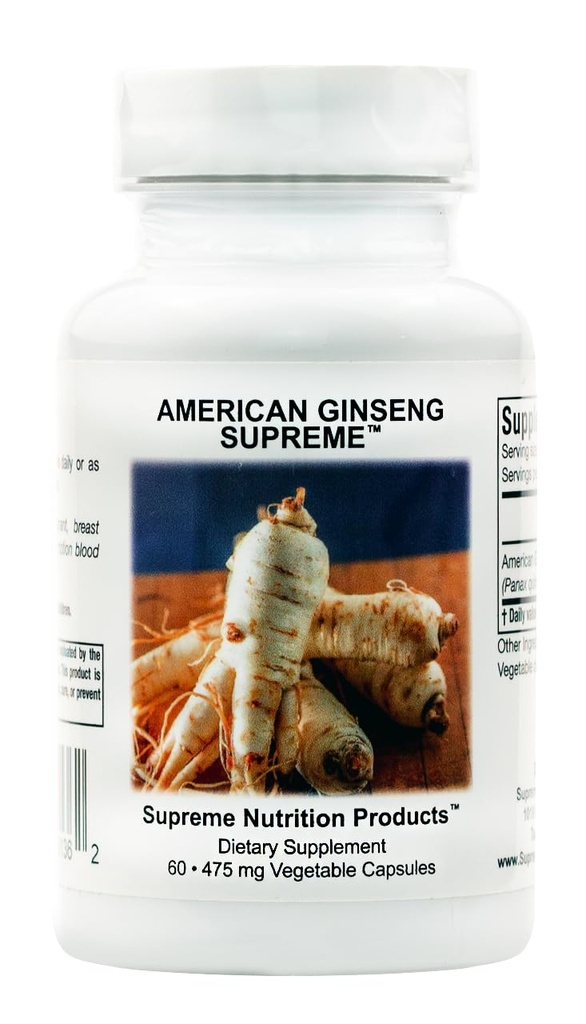 Supreme Nutrition American Ginseng Supreme, 60 Pure American Ginseng Root Vegetariske Kapsler