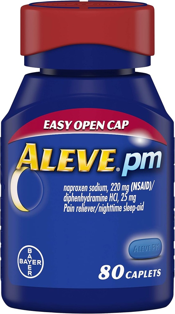 Aleve PM kapsler, hurtig fungerende sovestøtte og smertelindring for hovedpine, muskelaches, non- Habit Danning 220 mg Naproxen Natrium og 25 mg Diphenhydramin HCl kapsler, 80 tal