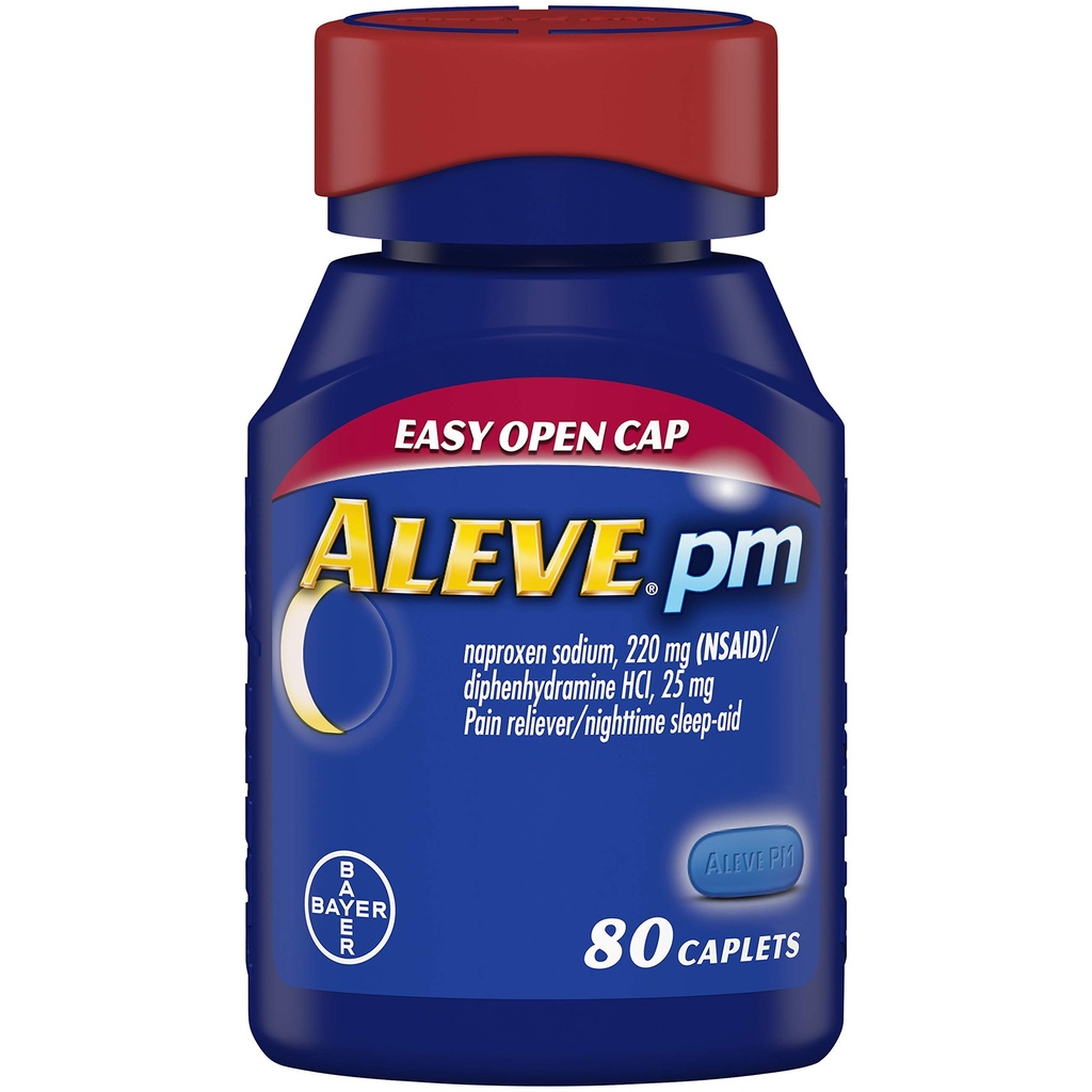 Aleve PM kapsler, hurtig fungerende sovestøtte og smertelindring for hovedpine, muskelaches, non- Habit Danning 220 mg Naproxen Natrium og 25 mg Diphenhydramin HCl kapsler, 80 tal