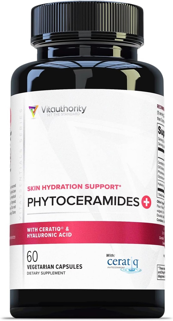 Hydrating Anti Aging Phytoceramider Supplement - Klinisk Proven Ceratiq Ceramider med Hyaluronsyre 700mg - Skin Barrier Reparation Itchy tør hud supplement til kvinder