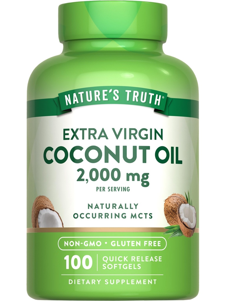 Nature 's Truth Coconut Oil Supplements 124; 100 Softgels ttesmå 124; naturligt occurering MCT' erne 124; Non- GMO & Gluten Free