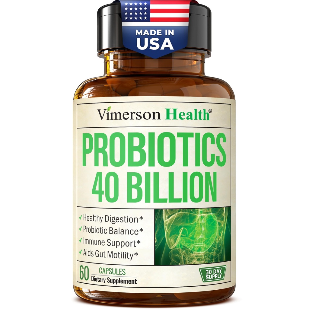 Probiotika til kvinder og mænd med Prebiotika - 40 milliarder CFU Probiotika til fordøjelsessygdomme, Gut Health & Immunsupport Supplement - Lactobacillus Acidophilus Probiotic - Vegetarisk, Soy & Dairy Free