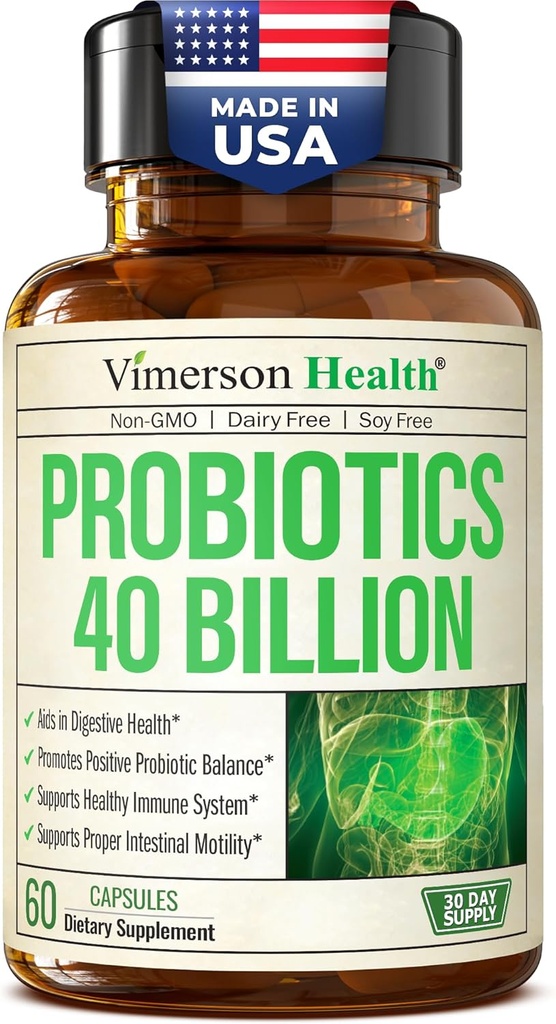 Probiotika til kvinder og mænd med Prebiotika - 40 milliarder CFU Probiotika til fordøjelsessygdomme, Gut Health & Immunsupport Supplement - Lactobacillus Acidophilus Probiotic - Vegetarisk, Soy & Dairy Free