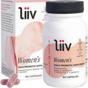 LiiV Probiotika Premium Kvinder Probiotiske (60 Caps) Støtte Fordøjelsessygdomme Vaginal pH Balance & UT Support 3- in-1 Daily S boulardii Probiotic Blend