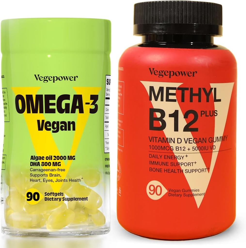Vegan Omega-3 + Vitamin B12 Gummy Name 124; Algae Omega-3 DHA Kosttilskud til hjerne, hjerte øjne Helbredsmedicin