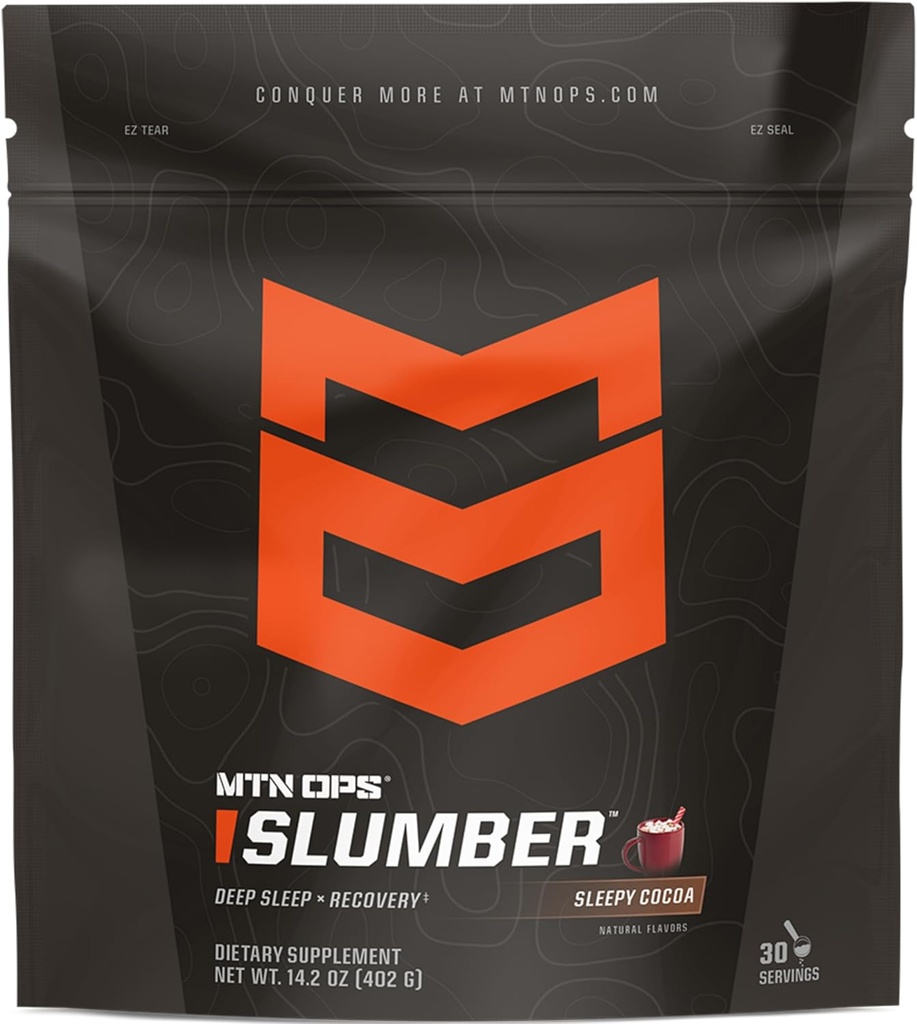 MTN OPS Slumber Sleep Aid for Muscle Recovery & Deep Sleep, Sleepy Cocoa Sleep Support Powder Drink Mix, 30 Servings