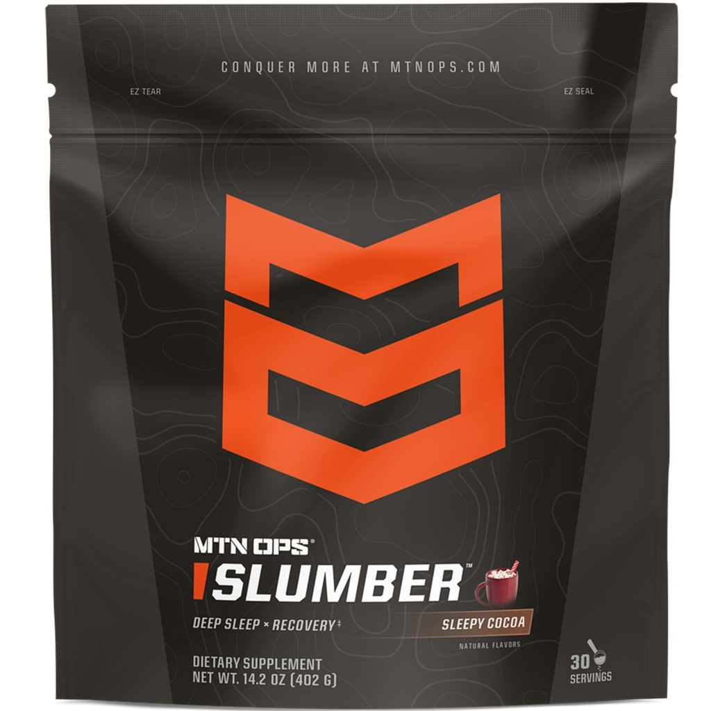 MTN OPS Slumber Sleep Aid for Muscle Recovery & Deep Sleep, Sleepy Cocoa Sleep Support Powder Mix, 30 Servere