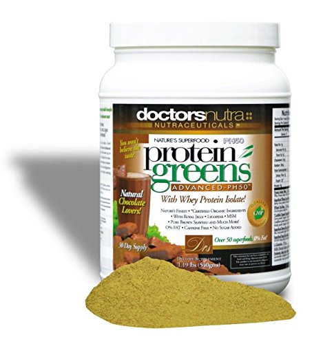 PH50 Protein Grønne drikke med certificerede økologiske ingredienser af Læger Nutra Nutracatives, 1.19 Pounds (540 Bedste) 50 Superfoods, fordøjelige enzymer, Natural Chocolate Flavor