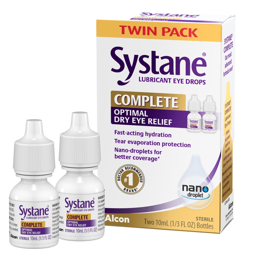 Systane Complete Smøremiddel Eye Drops, 0,34 Fl Oz, Twin Pack (pakke med 2)