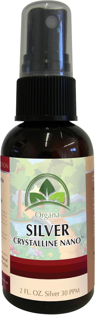 Organa Krystallinsk Nano Kolloid Sølv Spray - 30 PPM - 2 Ounce Spray Flaske