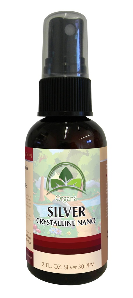 Organa Krystallinsk Nano Kolloid Sølv Spray - 30 PPM - 2 Ounce Spray Flaske