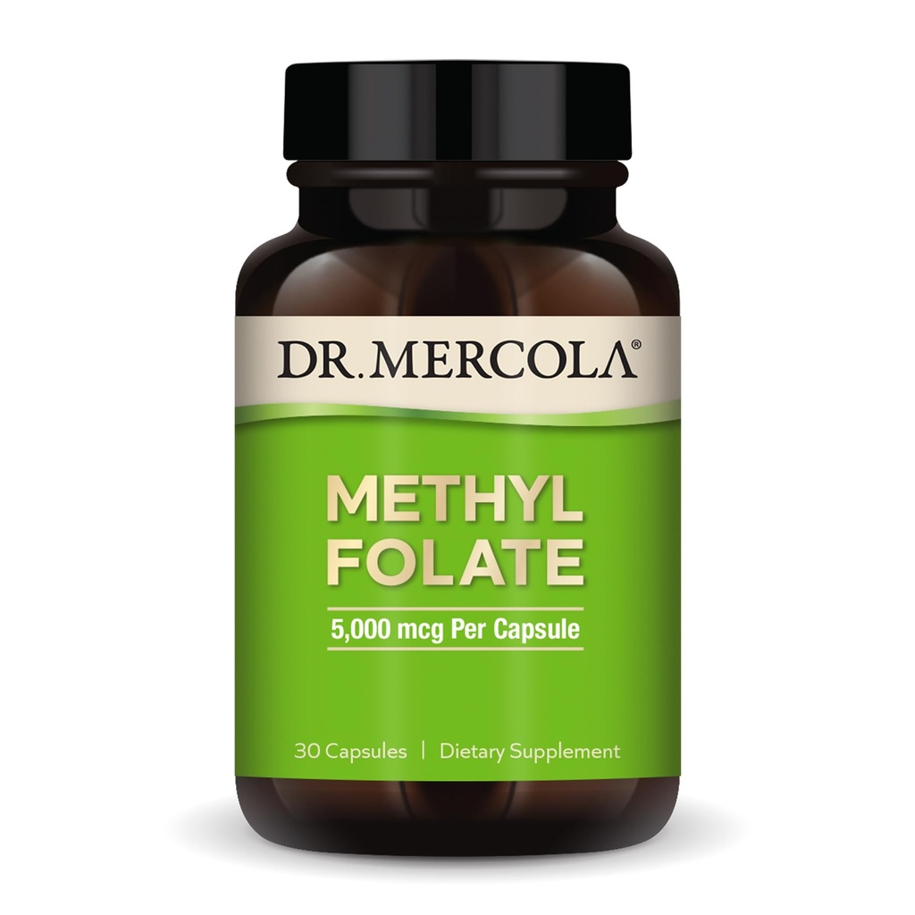Dr. Mercola methylfolat - understøtter afgiftning og cellulær sundhed - 5 - MTHF folat - biotilgængelig formel - 5 mg - 30 kapsler