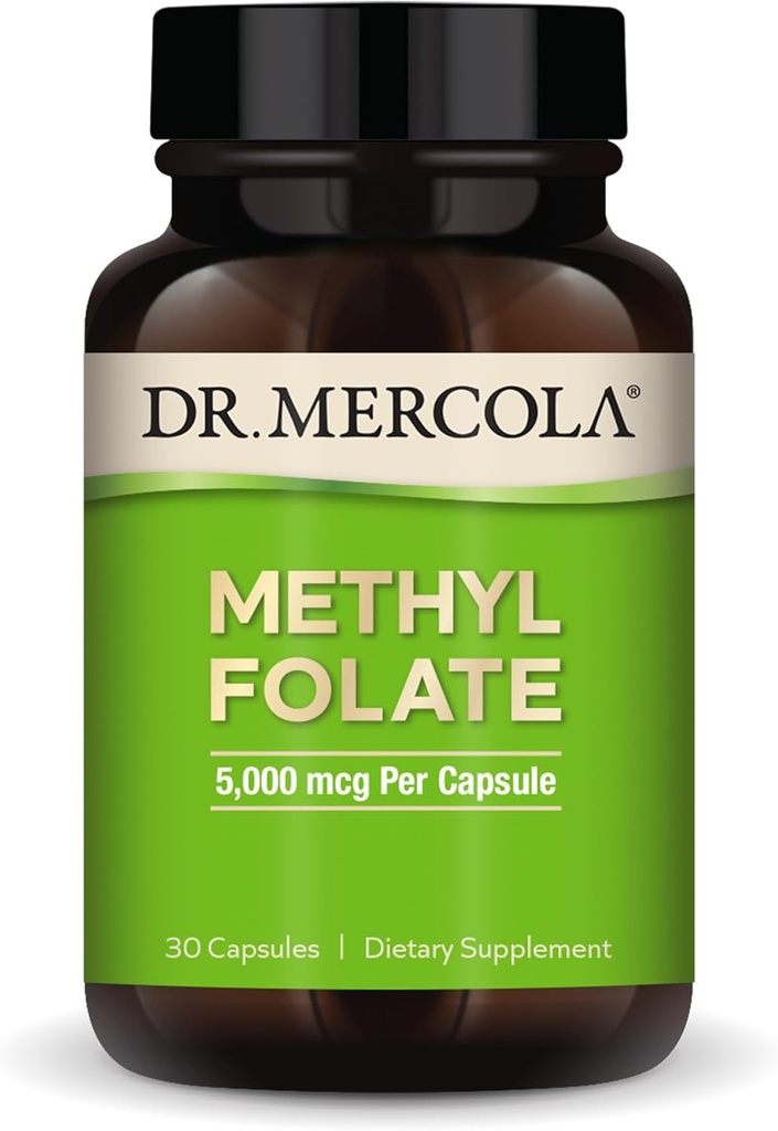 Dr. Mercola methylfolat - understøtter afgiftning og cellulær sundhed - 5 - MTHF folat - biotilgængelig formel - 5 mg - 30 kapsler