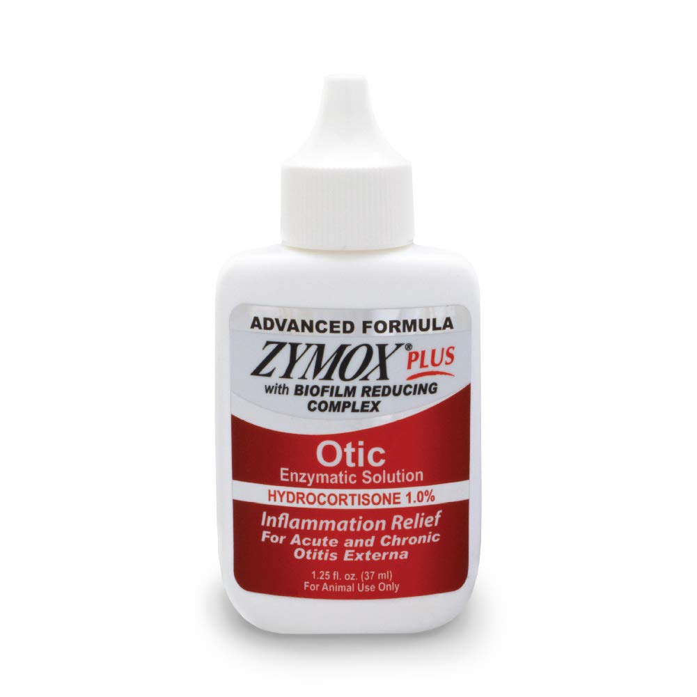 Zymox Advanced Formel Otic Plus enzymatisk øre løsning til hunde og katte med 1% Hydrocortison, 1,25oz