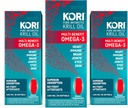 Kori Krill Oil Omega 3 Supplement, Antarktisk Krill Oil med Superior Absorption vs Fish Oil, 1200mg Softgels, 30 Softgels, EPA & DHA (pakke med 3)