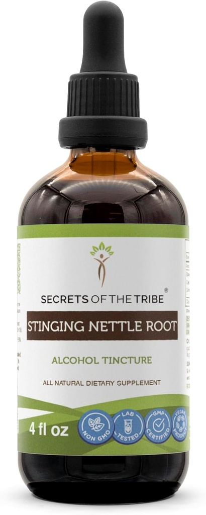 Hemmeligheder af Tribe Stinging Nettle Root Alkohol Uddrag, High- Potency Herbal Drops, Tincture Lavet af Stinging Nettle (Urtica dioica) Tørret Root 4 oz