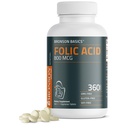 Bronson Folinsyre 800 MCG understøtter prenatal udvikling, 1 års forsyning, non-GMO, 360 tabletter