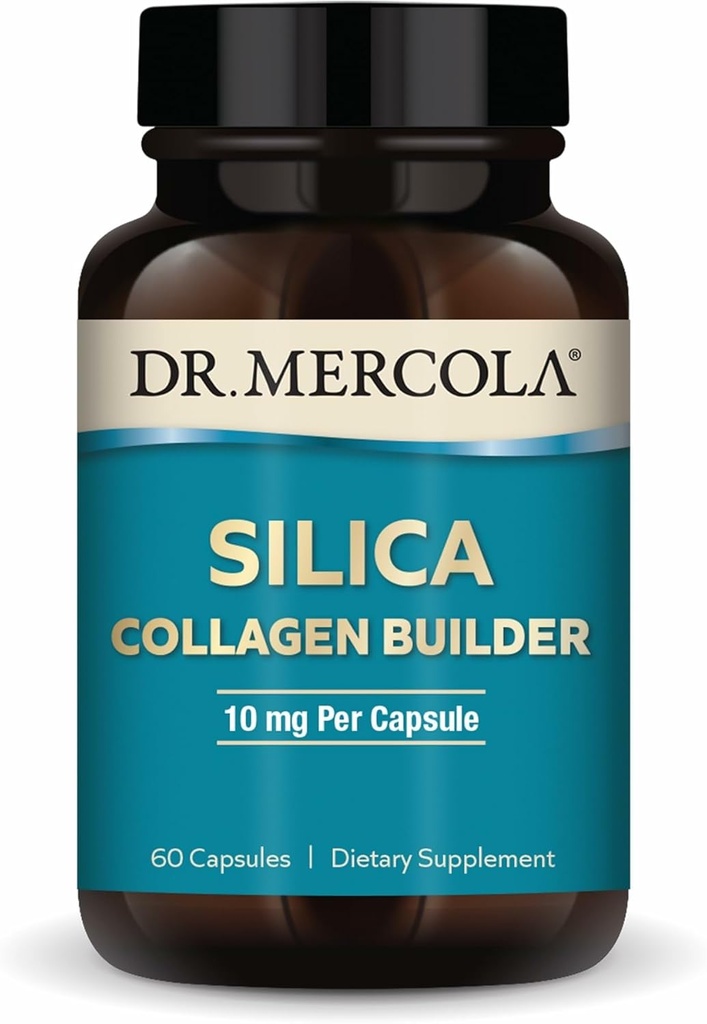 Dr. Mercola Silica Collagen Builder - Plant-Based Silica Supplement to Support Skin, Hair, Nail & Bone Health - Non-GMO, Gluten-Free & Soy-Free - 60 Capsules (60 Servings)