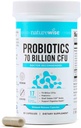 NatureWise Probiotika 70 Millioner CFU - 17 Strops + Organic Prebiotics - Immunitet, fordøjelse & Gut Health Support til kvinder & mænd - Vegetarisk, Gluten- Free, Non- GMO - 60 Kapsler [2-måned Tilgang]