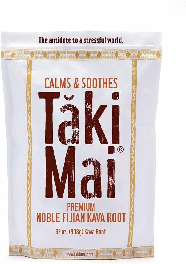 Taki Mai Noble Kava Root Powder 32oz - Autentisk Traditional Grind, Natural Aften Afslapning, Rastful Nights and Calm Rituals, 100% Pure Noble Kava