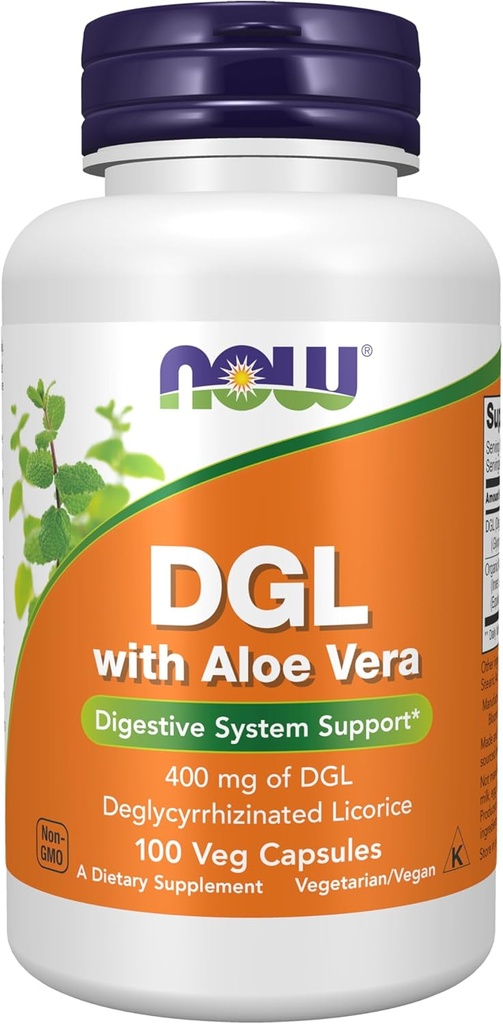 Now Foods Supplements, DGL med Aloe Vera (Deglycyrrhizated Licorice) Kosttilskud, 100 Veg kapsler