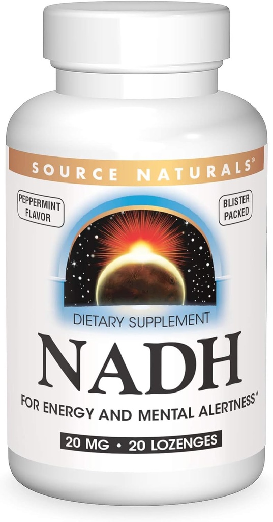 Source Naturals NADH 20mg, Boost Energy and Mental Alerness * - 20 Lozenges