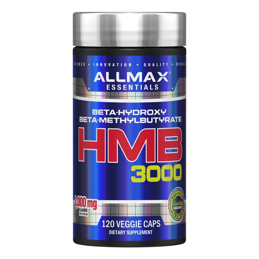 ALLMAX HMB 3000 (120 Veggie Capsules) - Understøtter muskel styrke & reducerer muskelfordeling - non-GMO, Gluten Free - 30 Servere