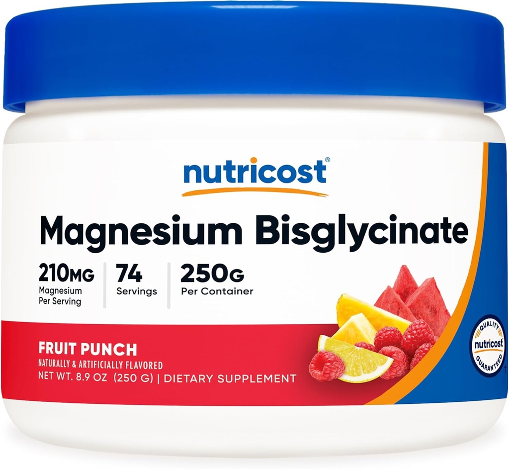Nutricost Magnesium Bisglycinate Powder (Fruit Punch, 250 Bedste) - Chelated Magnesium supplement