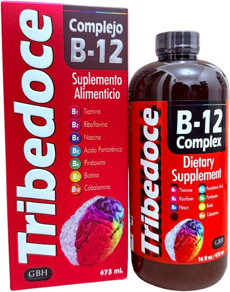 B-12 Complex Liquid Dietary Supplement - High Potency Vitamin B Complex with Thiamin, Riboflavin, Niacin, Pantothenic Acid, Pyridoxin, Biotin, and Cobalamin, Non- GMO, Gluten Free, 16 fl oz