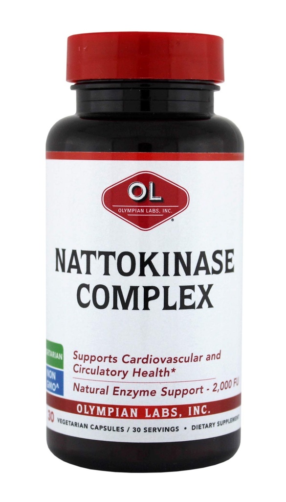 Olympian Labs Natokinase Kompleks med Grape Seed Extract Urtetilskud, Superior Heart Health Support - 30 daglige kapsler