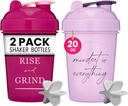 GOMOYO [2 Pack] 20oz Shaker Flaske med bevægelige Quotes (Raspberry & Lavender)