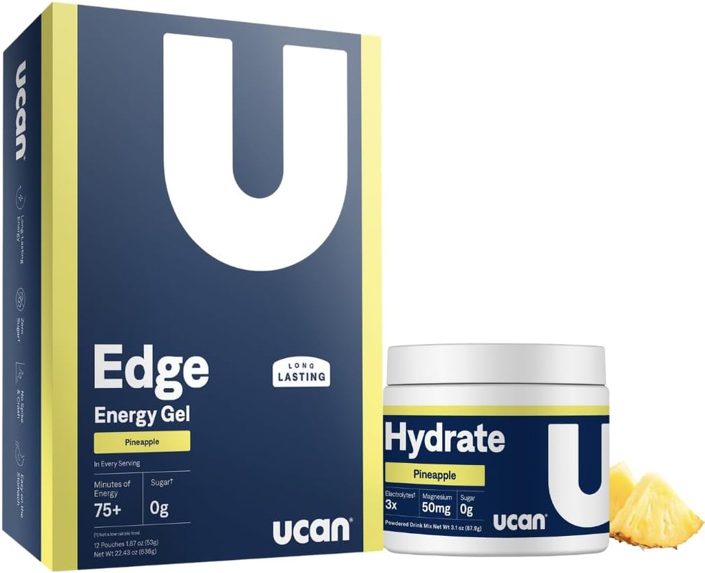 UCAN Anapple Edge Energy Gel & Hydrate - Fantastisk til løb, træning, Fitness, Cykling, Crossfit & Mere • 124; Sugar- Free, Vegan, & Keto Friendly Energy Supplement