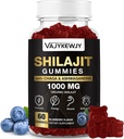 1000 MG Shilajit Gummies, Organic Shilajit Gummies with 85 + Trace Minerals, Fulvic Acid, Shilajit for Mænd & Kvinder, Shilajit Resin, Shilajit Himalayan Organic for Energy, Brain, Immunity, 60 Count