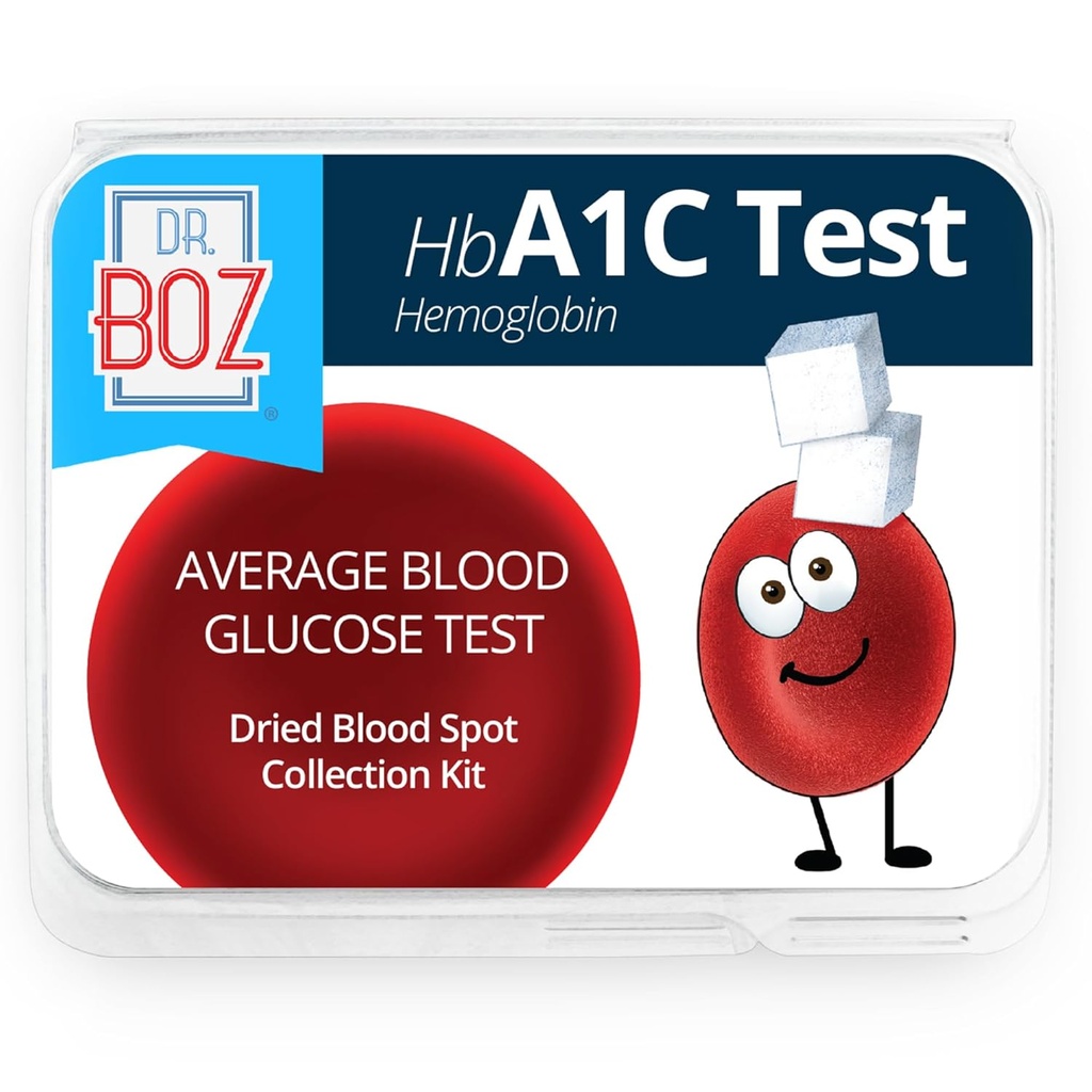Dr. Boz - Hæmoglobin A1C Home Test Kit - Blood Collection Kit med laboratorieresultater - Blood Sugar & hbA1c Niveauer - Lancetter, Bandages, Alkohol Wipe, Envelope - Lavet i USA - Diabetes Care & Self Care