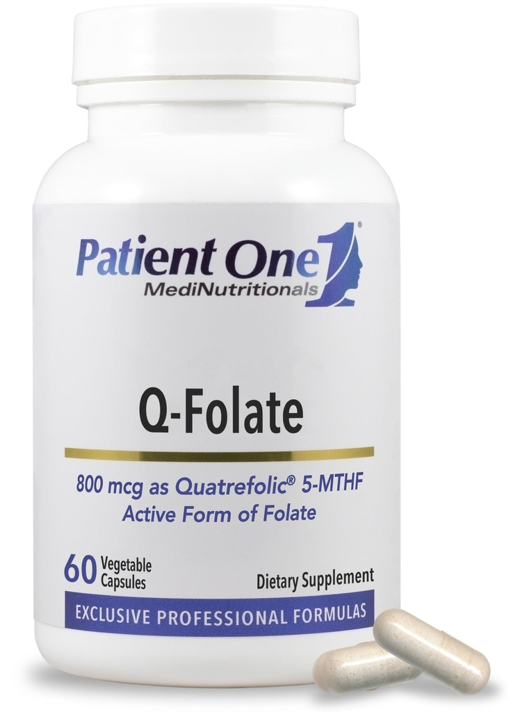 Patient 1 Q- Folate 800mcg • 124; supplement til Support Energy, og hjerne og hjerte sundhed * * 124; med Quatrefolisk 5- MTHF Folate • 124; 60 Kapsler