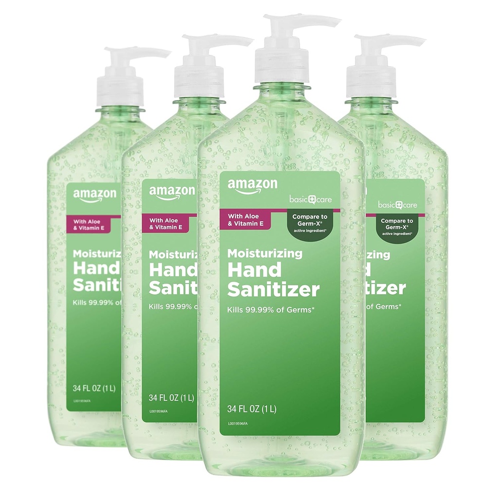 Basic Care - Aloe Vera Hand Sanitizer 62%, 34 fl oz (pakning med 4)