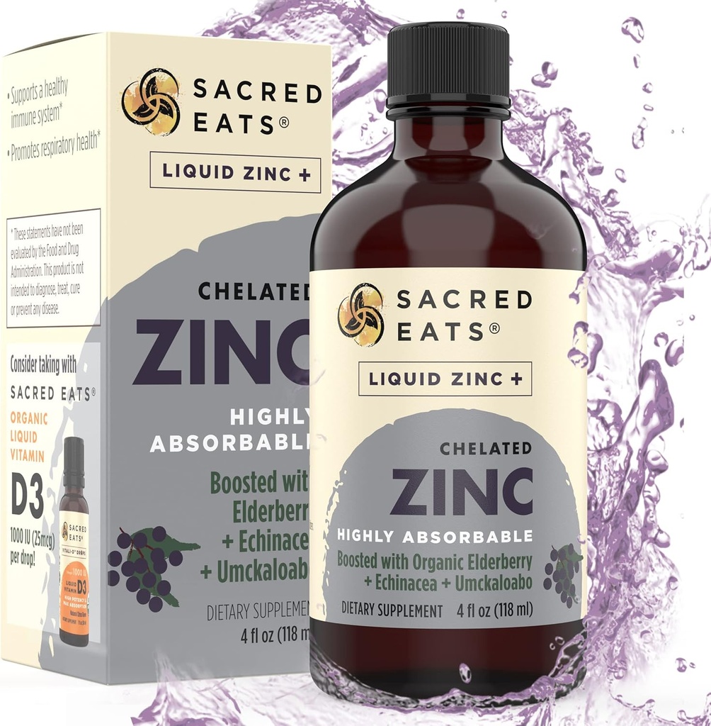 Flydende zink (Glycinate Chelate) med Økologisk hyldebær & Echinacea (høj i Quercetin)