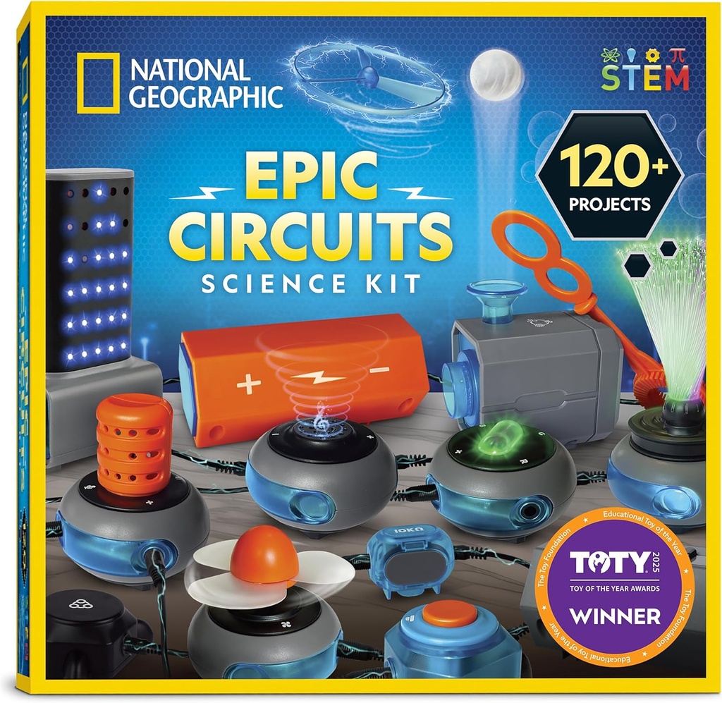 National Geographic Circuit Maker Kit - Electronics Kit for Kids med 120 Electrical Circuit Projects, Electric Circuit STEM Toy, Electronic Projects, Electrical Circuit Kit for Kids, Electricity Kit