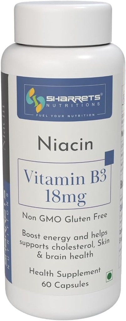 Generisk vitamin B3 Niacin supplement - 60 kapsler Energy Boost.