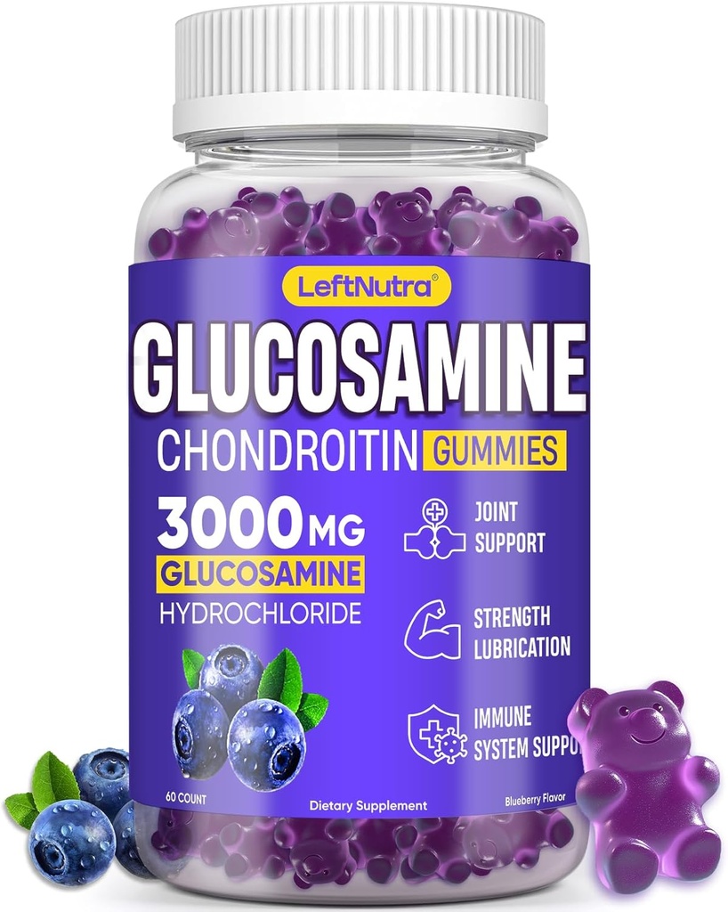 Glucosamin Chondroitin Gummies 3000mg, Advanced Glucosamin Chondroitin Msm, Joint Support, Antioxidant immunforsvar, Bone og Joint Fleksibilitet, Styrke og mobilitet, Blueberry Flavor